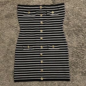 SHEIN Strapless Black and White Dress